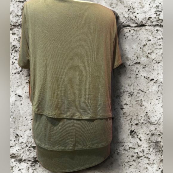 Supreme Olive Layered Short Sleeve Top By CHICOS LARGE - Picture 4 of 5